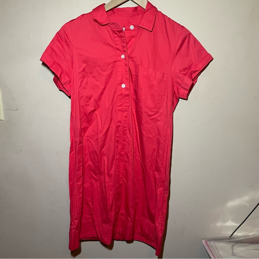 J. Crew Coral-Red Short Sleeve Button Shirt